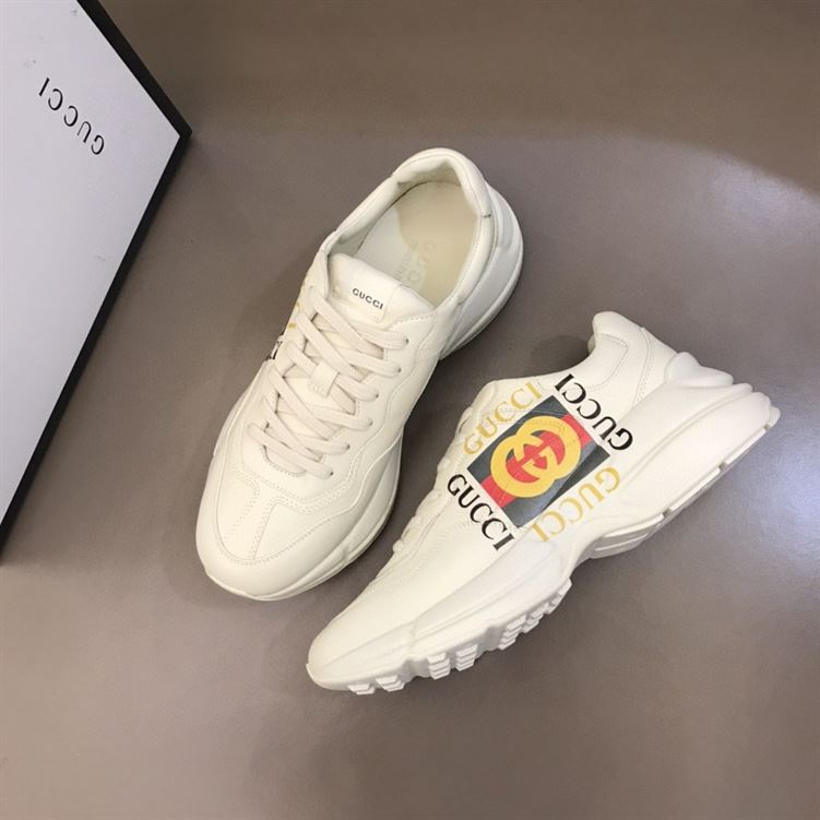 Gvc*1 RHYTON LOGO PRINT LOW TOP LEATHER TRAINERS GCC009