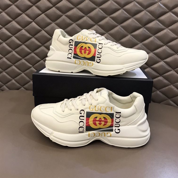 Gvc*1 RHYTON LOGO PRINT LOW TOP LEATHER TRAINERS GCC009