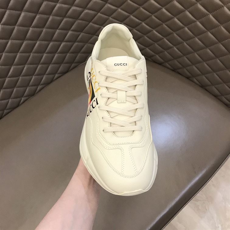 Gvc*1 RHYTON LOGO PRINT LOW TOP LEATHER TRAINERS GCC009