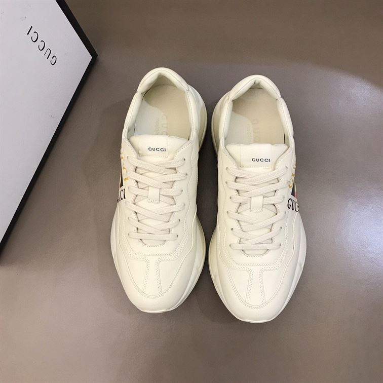 Gvc*1 RHYTON LOGO PRINT LOW TOP LEATHER TRAINERS GCC009