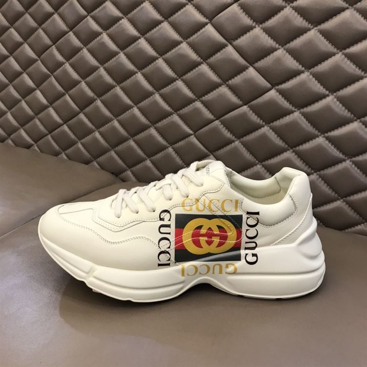 Gvc*1 RHYTON LOGO PRINT LOW TOP LEATHER TRAINERS GCC009