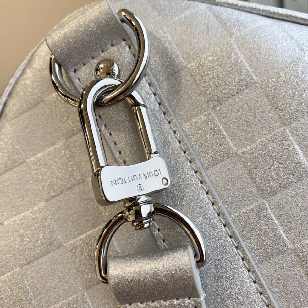 LV Duffle Bag Replica Glitter Damier Keepall Silver N58041
