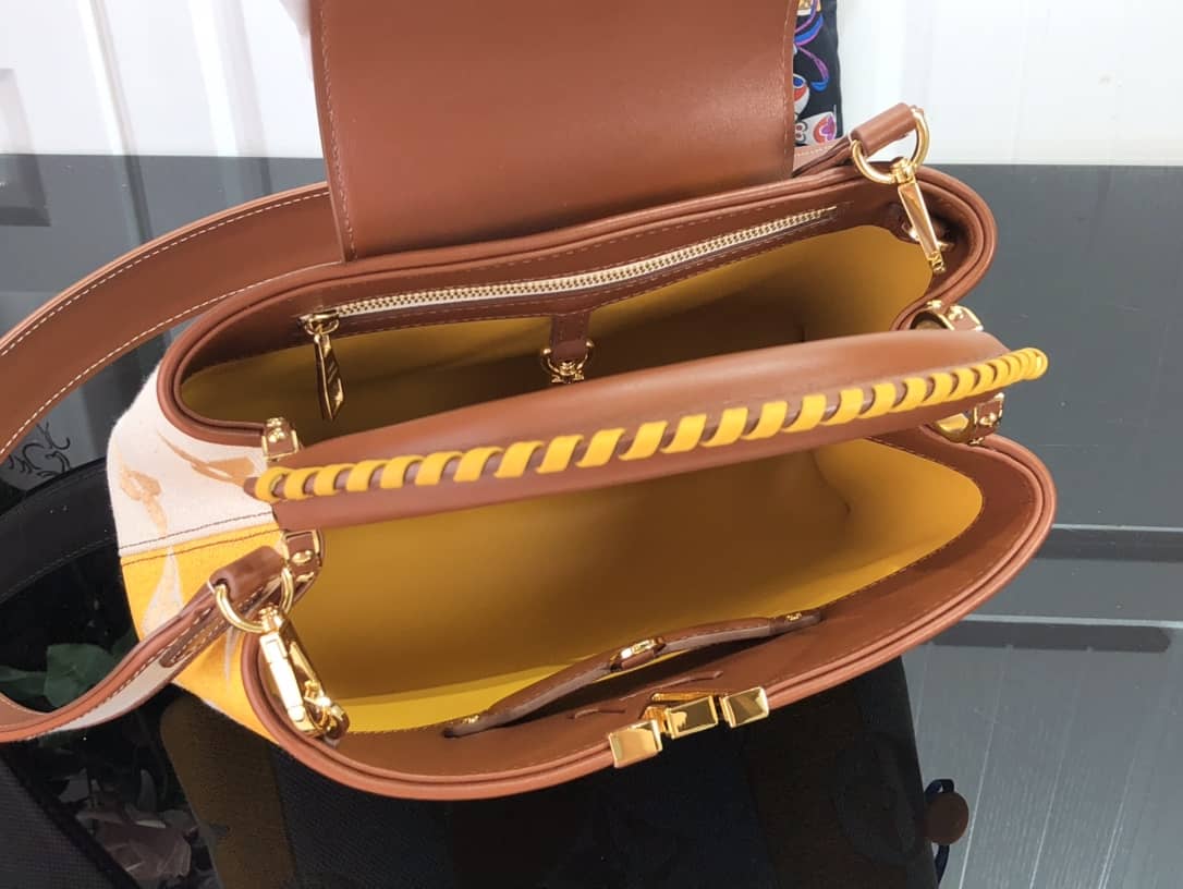 L0vis Vvtt0n Capucines Embroidery Replica Bag Orange M48865