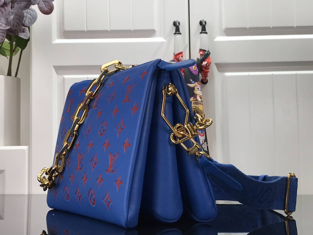 L0vis Vvtt0n Embossed Lambskin Coussin PM Replica Bag Blue M58628