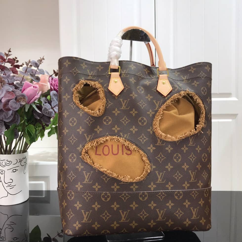 L0vis Vvtt0n Monogram X Comme Des Garons Burned Holes Tote M40011 Replica