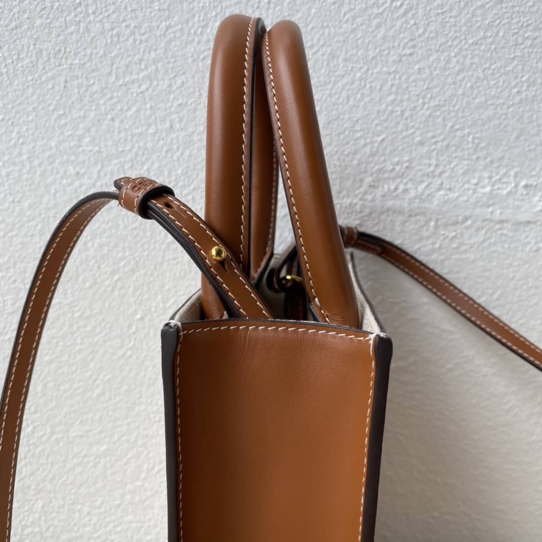 Ce1i*e Triomphe Canvas Calfskin Mini Vertical Cabas Replica Bag