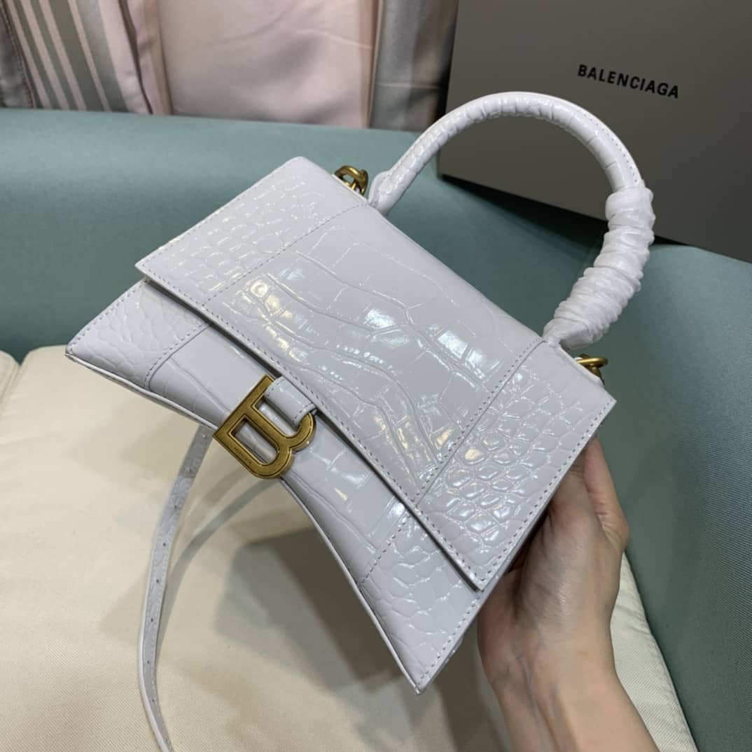 Ba1en*iaga Hourglass Leather Top Handle Replica Bag