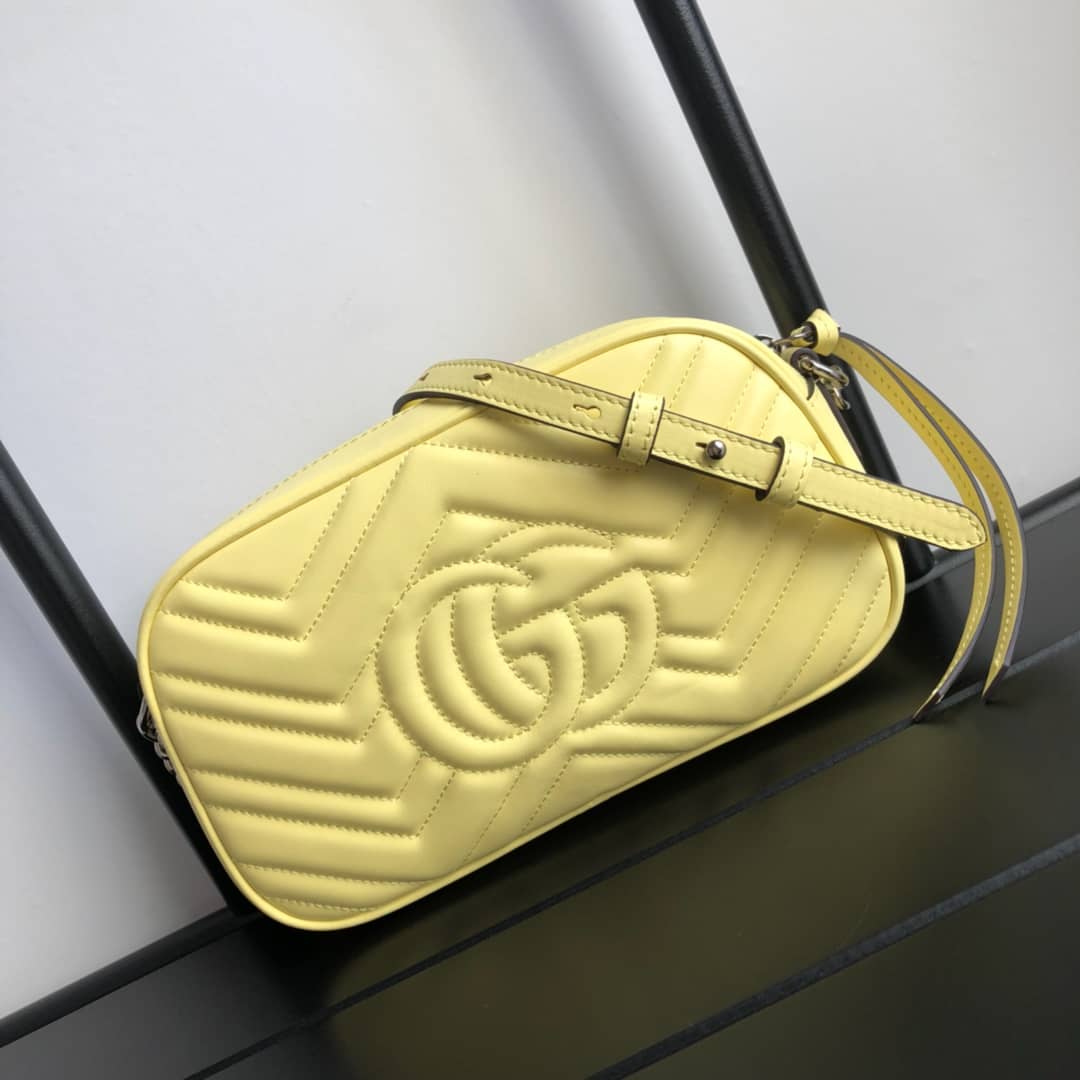 Gvc*1 GG Marmont Small Shoulder Handbag Camera Bag Replica Yellow 447632