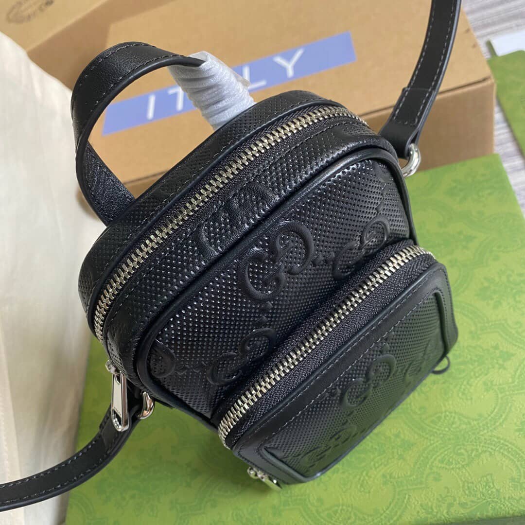Gvc*1 GG Embossed Mini Bag Replica Black 658553