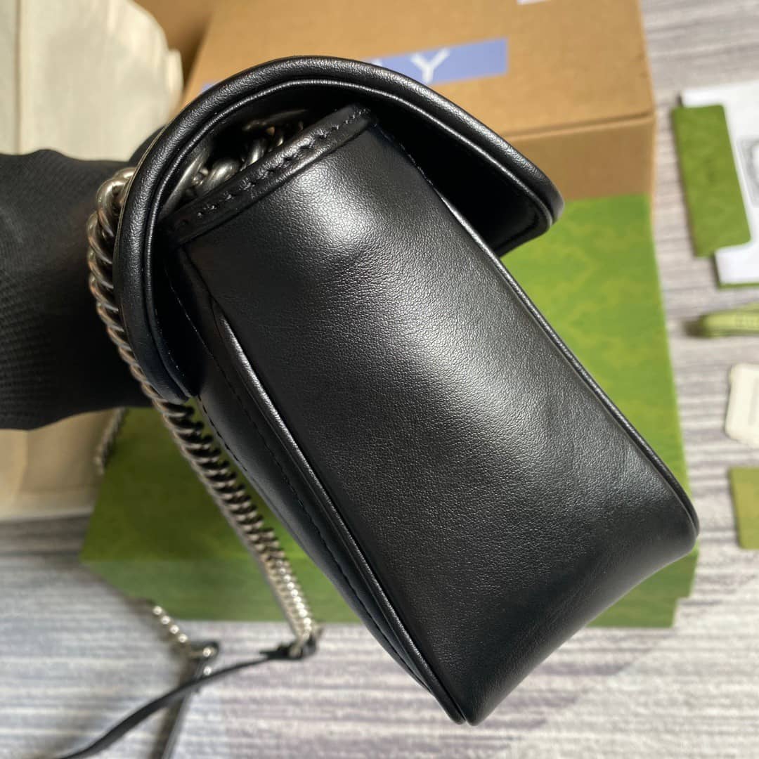 Gvc*1 GG Marmont Matelasse Shoulder Bag Replica Black 443497