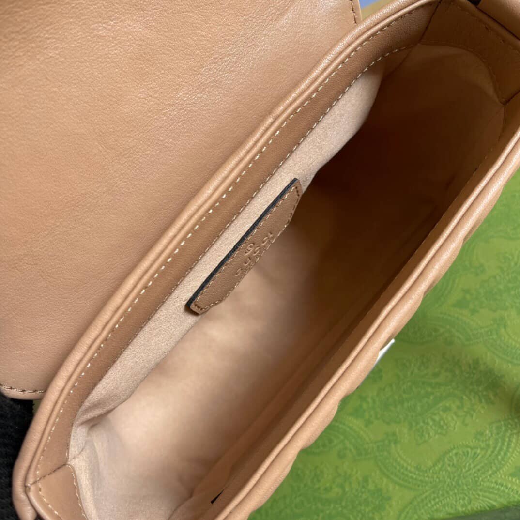 Gvc*1 GG Marmont Mini Top Handle Bag Replica Apricot 583571