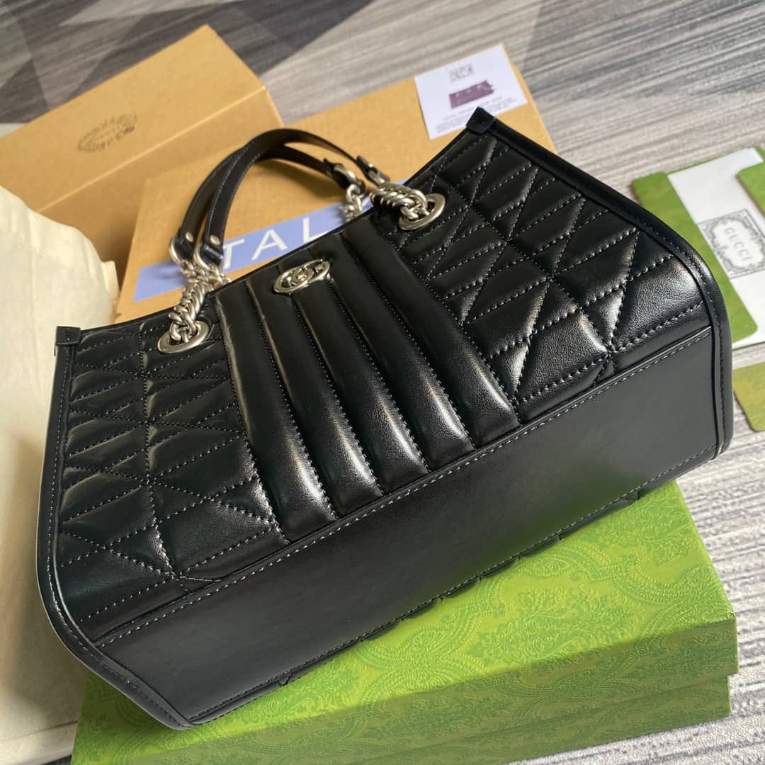 Gvc*1 GG Marmont Small Tote Bag Replica Black 681483