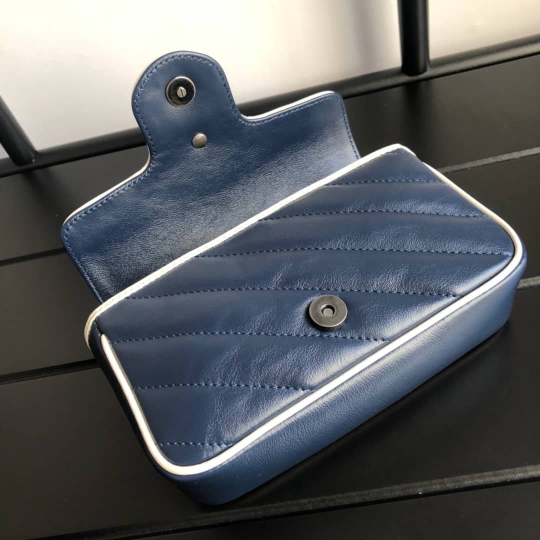Gvc*1 GG Marmont Mini Matelasse Leather Shoulder Bag Replica Blue 574969