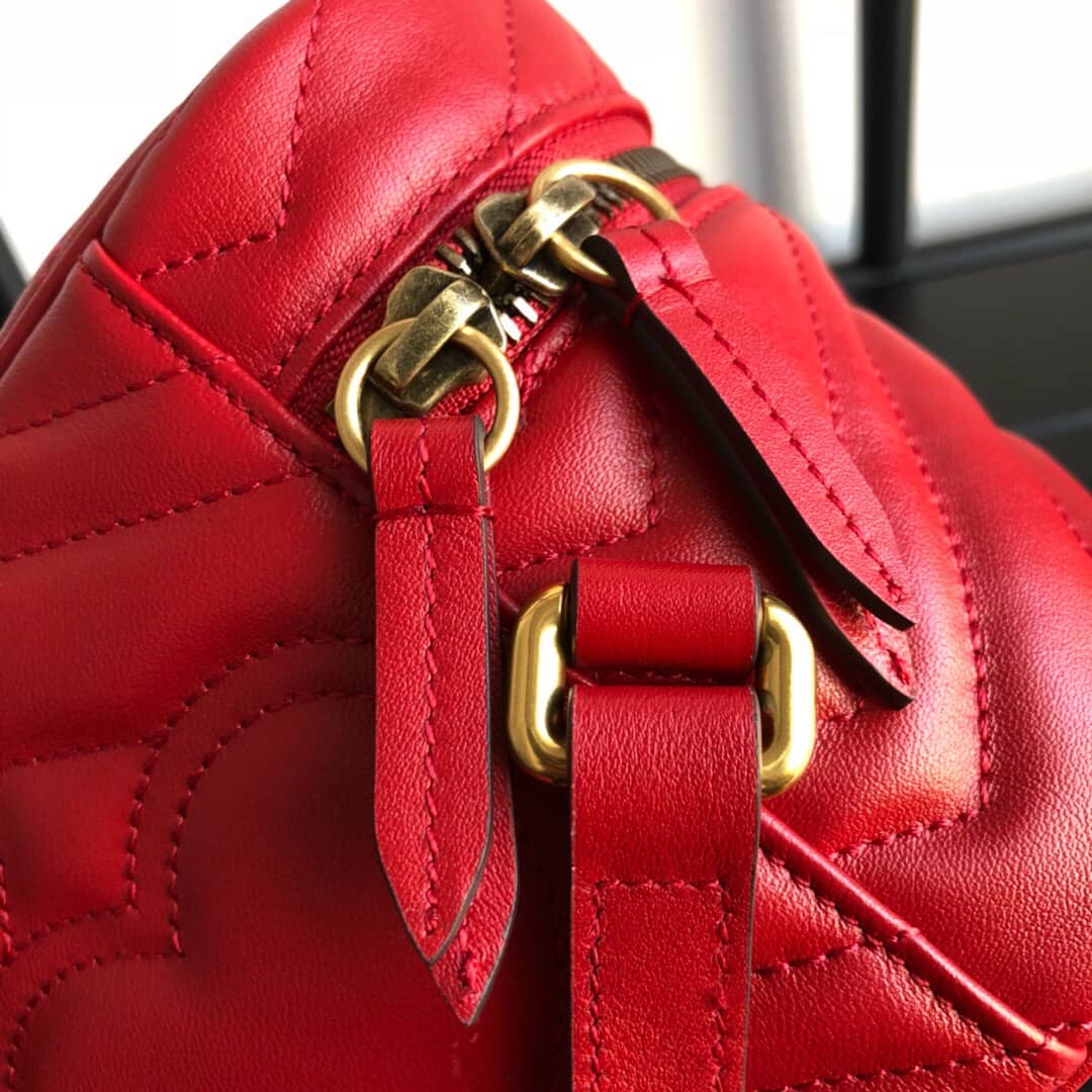 Gvc*1 GG Marmont Matelesse Mini Round Replica Backpack Red 598594