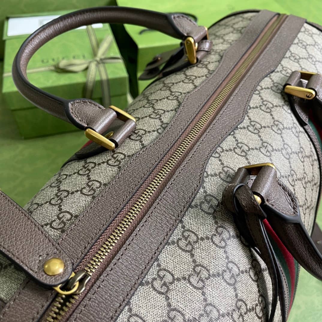 Gvc*1 GG With Web Leather Duffle Bag 645021 Replica