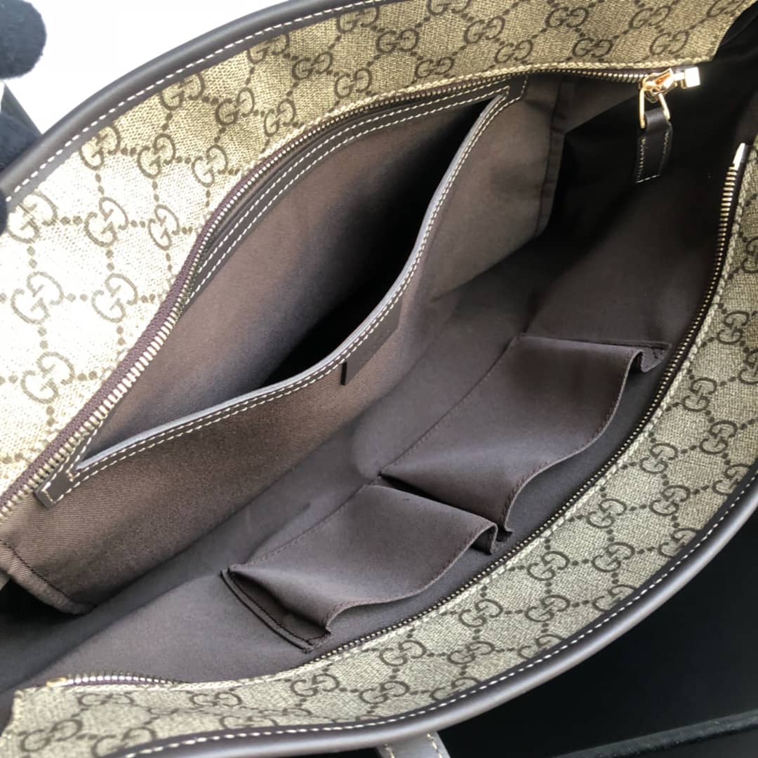 Gvc*1 GG Plus Large Zip Top PVC Replica Tote Gray Black 211137
