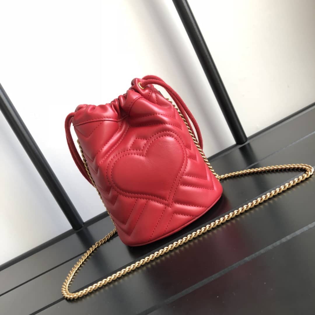 Gvc*1 GG Marmont Mini Bucket Crossbody Bag Replica Red 575163