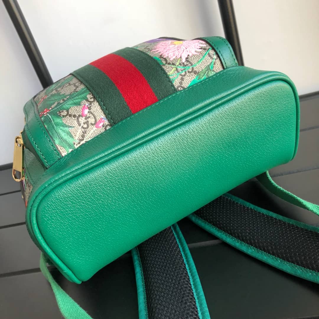 Gvc*1 Ophidia Flora Small GG Svp*me Canvas Replica Backpack Green 547965