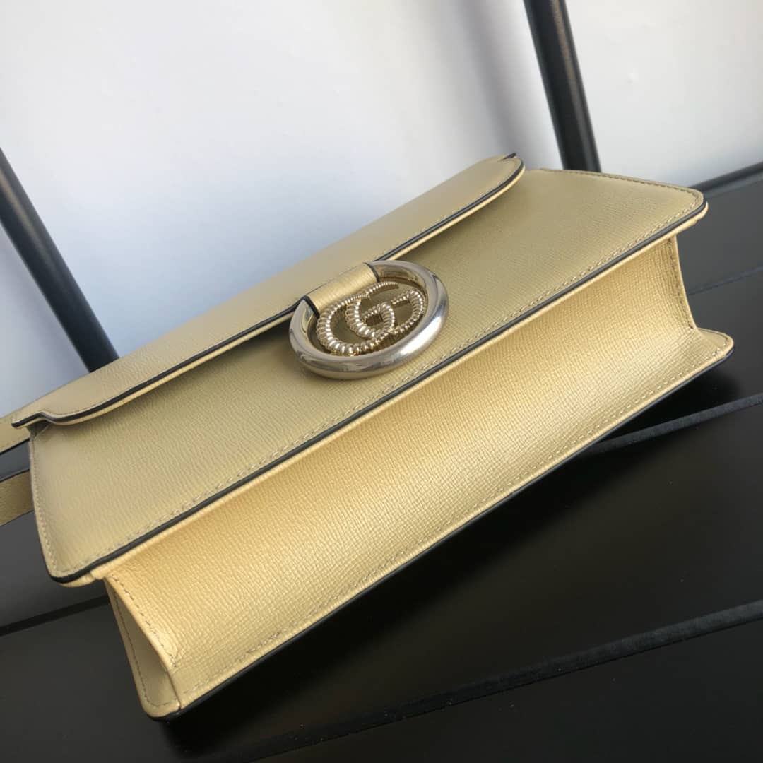 Gvc*1 GG Ring Torchon Leather Shoulder Bag Replica Yellow 589474