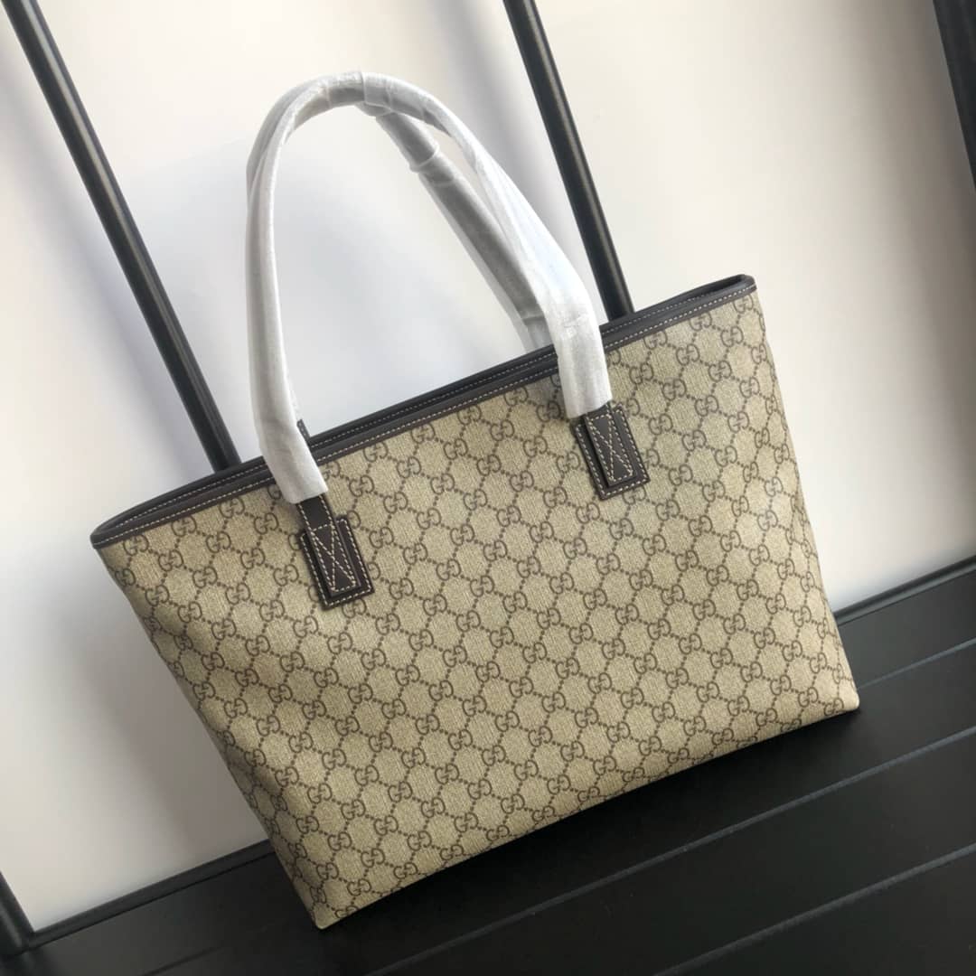 Gvc*1 GG Plus Large Zip Top PVC Replica Tote Gray Black 211137