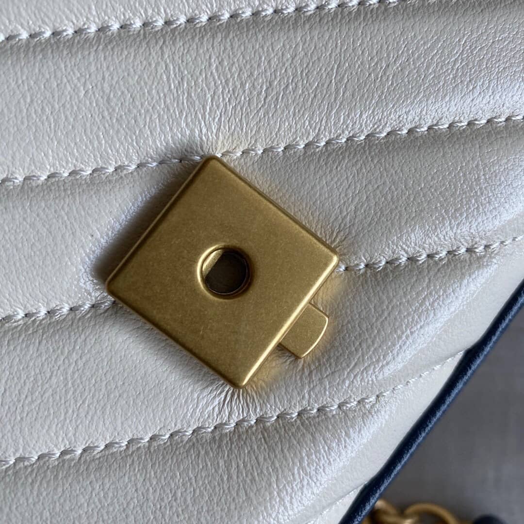 Gvc*1 GG Marmont Mini Top Handle Bag Replica White Blue 583571