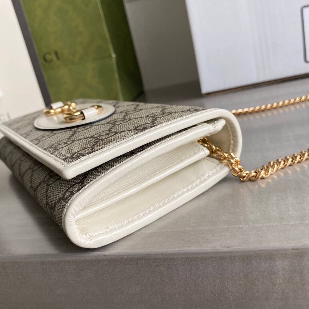 Gvc*1 Horsebit 1955 Zip Around Wallet With Chain Replica White 621888