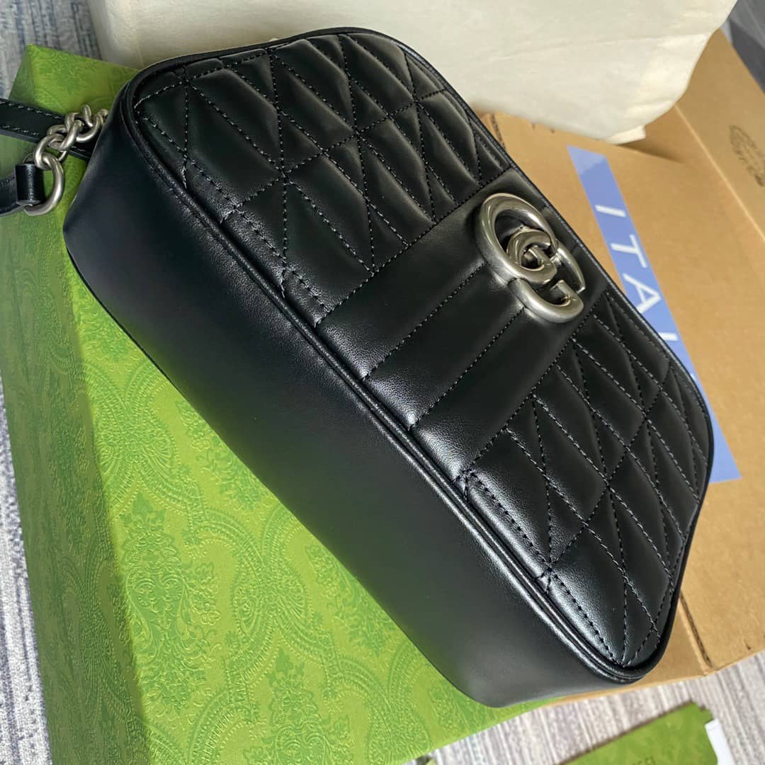 Gvc*1 GG Marmont Small Shoulder Handbag Camera Bag Replica Black 447632