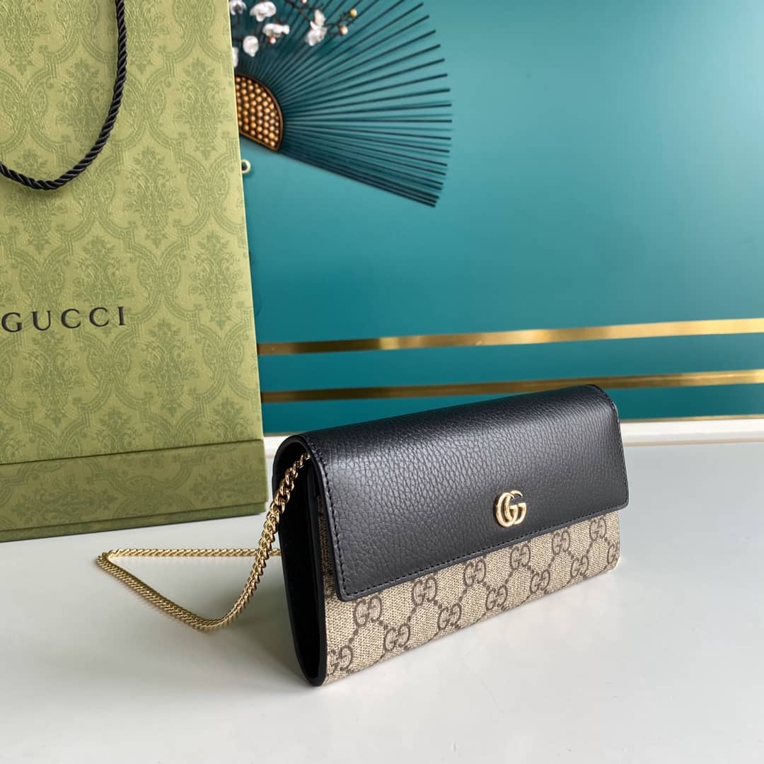 Gvc*1 GG Marmont Leather Chain Wallet Replica 546585