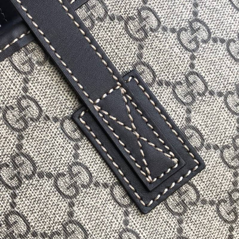 Gvc*1 GG Plus Large Zip Top PVC Replica Tote Gray Black 211137