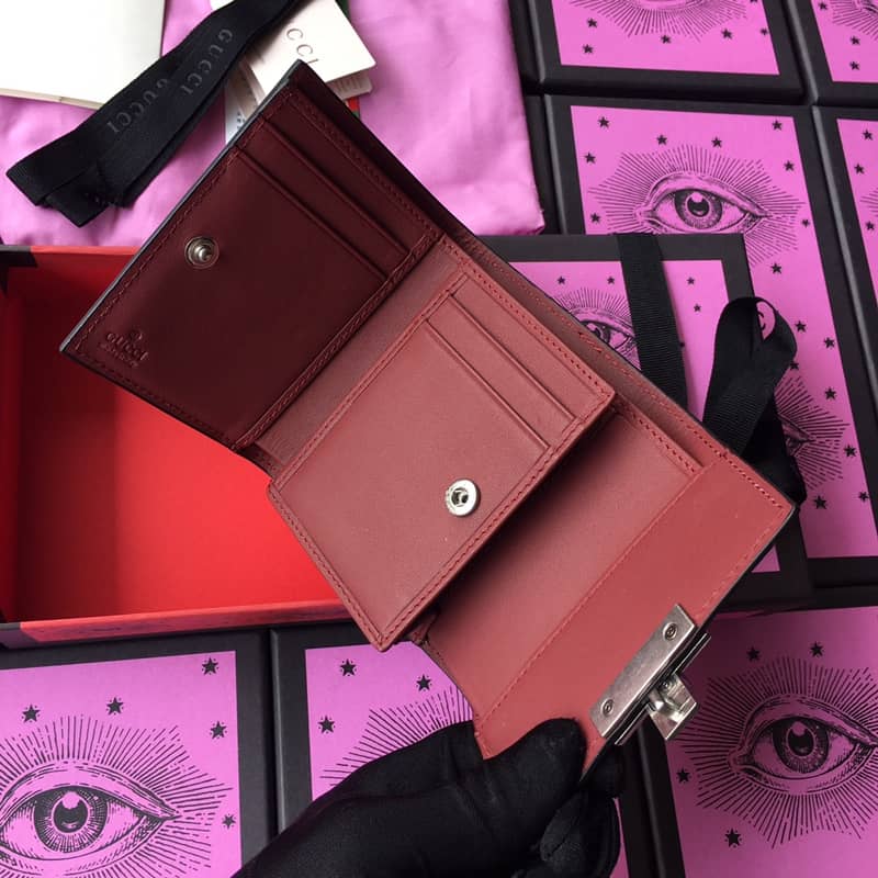 Gvc*1 Padlock Bee Star Print Calfskin Wallet Replica 453155