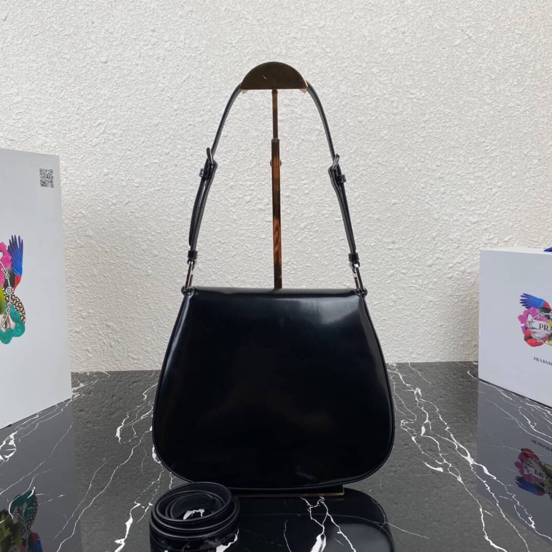 Replica Pra*as Cleo Brushed Leather Flap Shoulder Bag