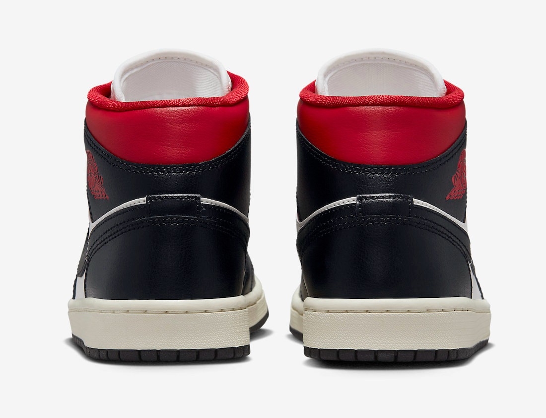 Wmns Air Jordan 1 Mid Black Sail Gym Red BQ6472-061