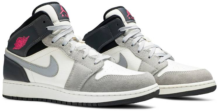 Air Jordan 1 Mid White Grey Hyper Pink 555112-117