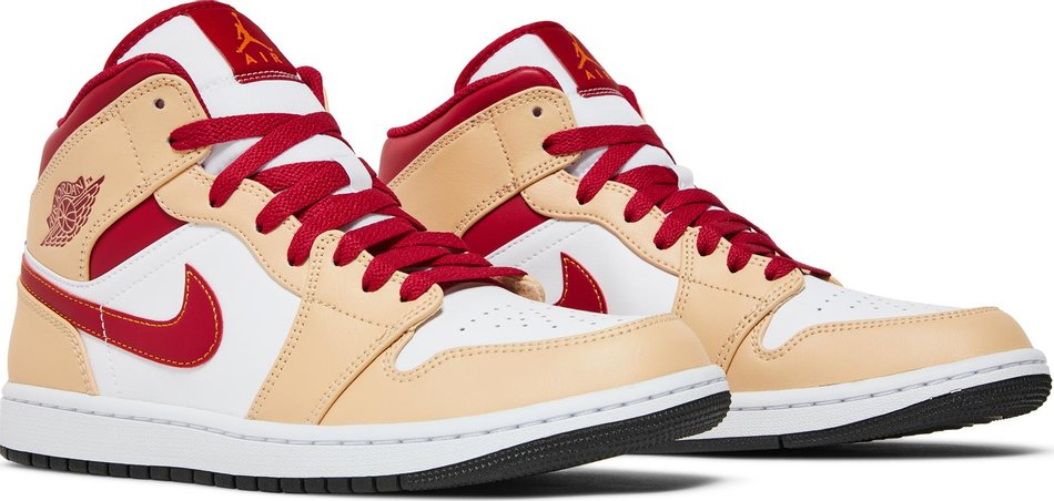 Air Jordan 1 Mid Light Curry Cardinal Red 554724-201