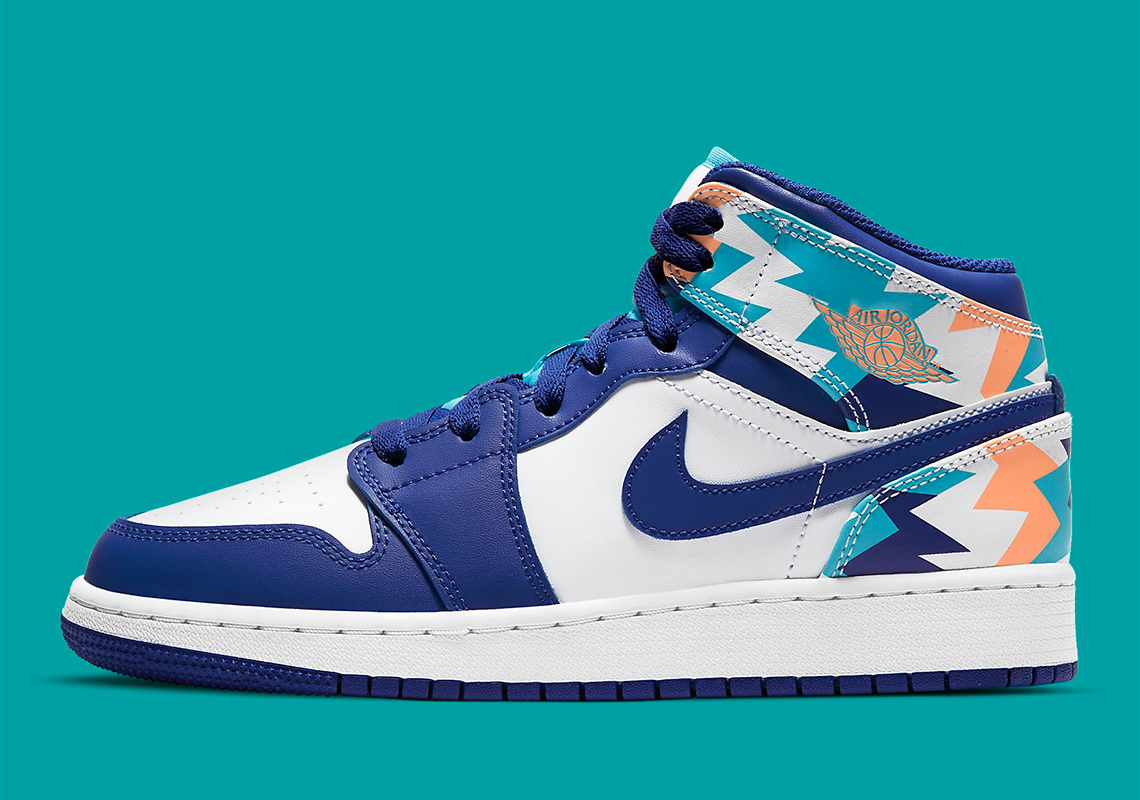 Air Jordan 1 Mid GS Geometric Pint 555112-105