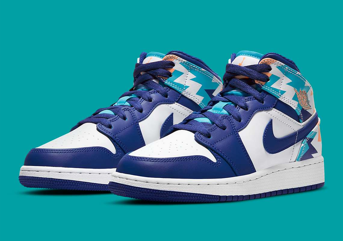 Air Jordan 1 Mid GS Geometric Pint 555112-105