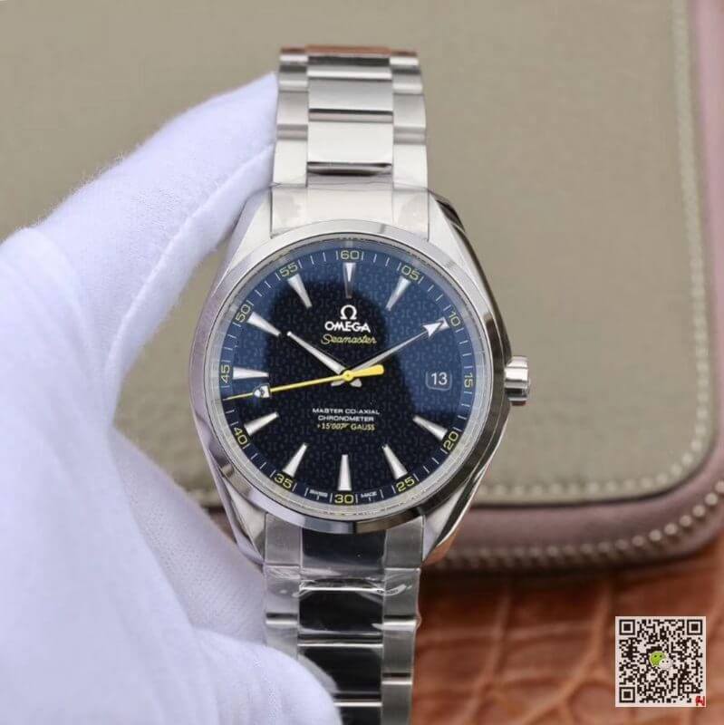 Replica 0me*ga Seamaster Aqua Terra 231.10.42.21.03.004 150M James Bond Stainless Steel 1:1 Best Edition Stainless Steel Bracelet Swiss ETA8500 Blue textured dial