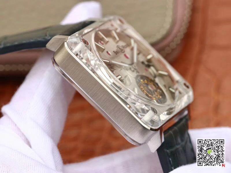Replica Bell Ross BR-X2 Tourbillon 1:1 Best Edition Men Watches Steel Dial Swiss ETA380 Tourbillon Movement Leather Watch Strap