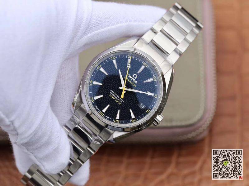 Replica 0me*ga Seamaster Aqua Terra 231.10.42.21.03.004 150M James Bond Stainless Steel 1:1 Best Edition Stainless Steel Bracelet Swiss ETA8500 Blue textured dial