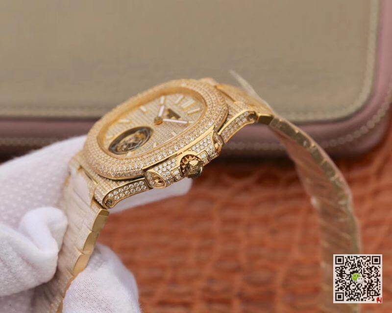 Pat*k Phi1i*pe Replica Nautilus Tourbillon 18K Yellow Gold R8 Factory 1:1 Best Edition Swiss Hand-Winding Tourbillon Movement