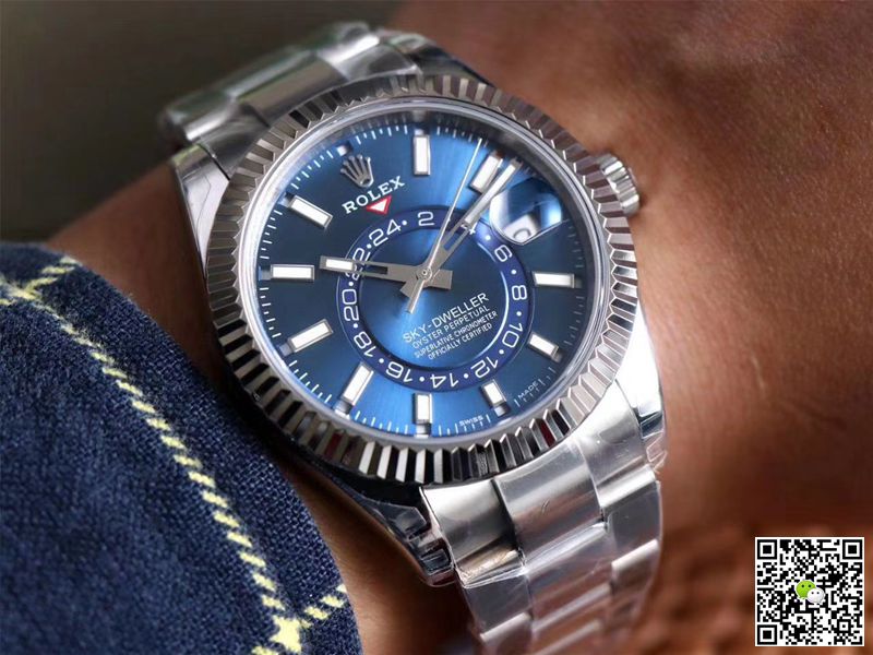 Replica R01ex Sky Dweller M326934-0003 1:1 Best Edition Noob Factory Blue Dial Swiss ETA9001