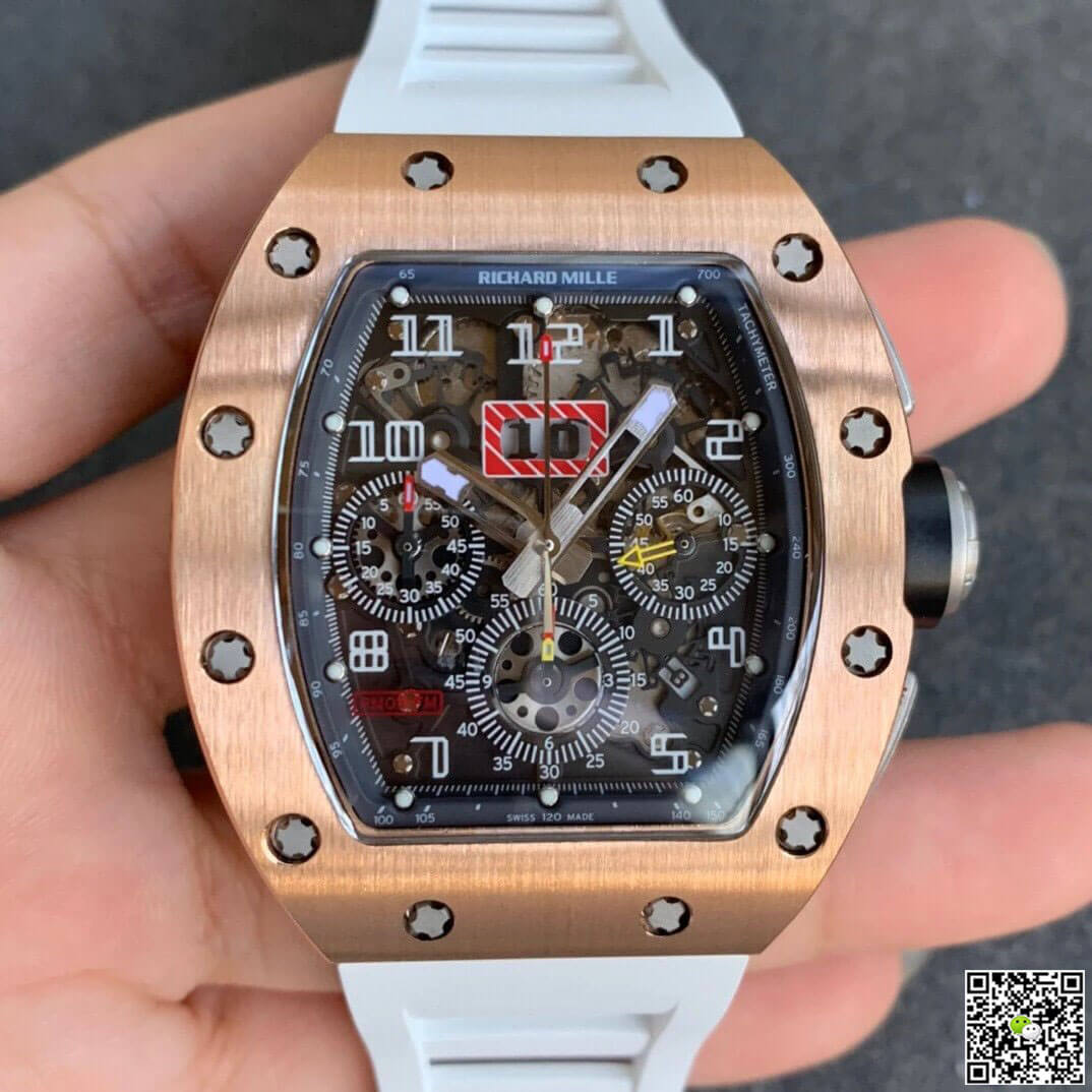 Replica Richard Mille RM11 1:1 Best Edition KV Factory Rose Gold White Strap