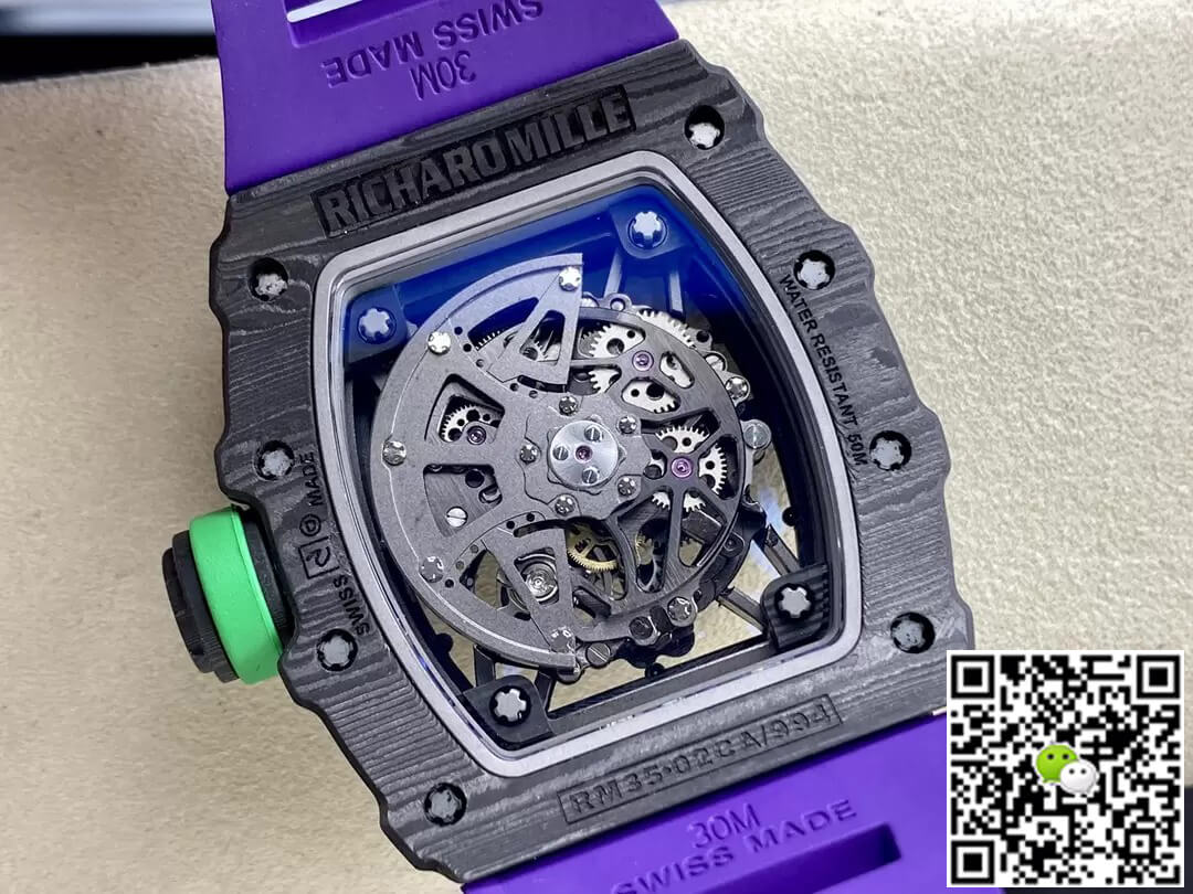 Richard Mille Replica RM35-02 1:1 Best Edition T+ Factory NTPT Carbon Fiber Purple Strap