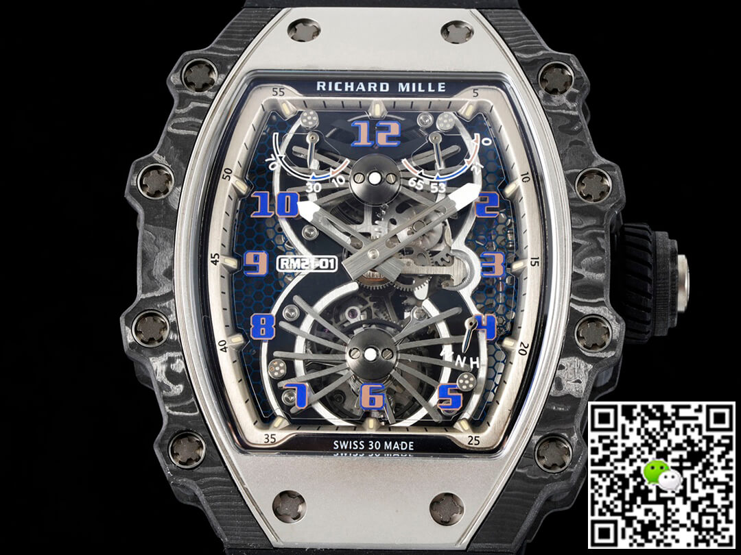 Replica Richard Mille RM21-01 1:1 Best Edition RM Factory Tourbillon Skeleton Dial Black Strap