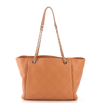 Ch**el CC Open Shopping Tote Stitched Leather Large