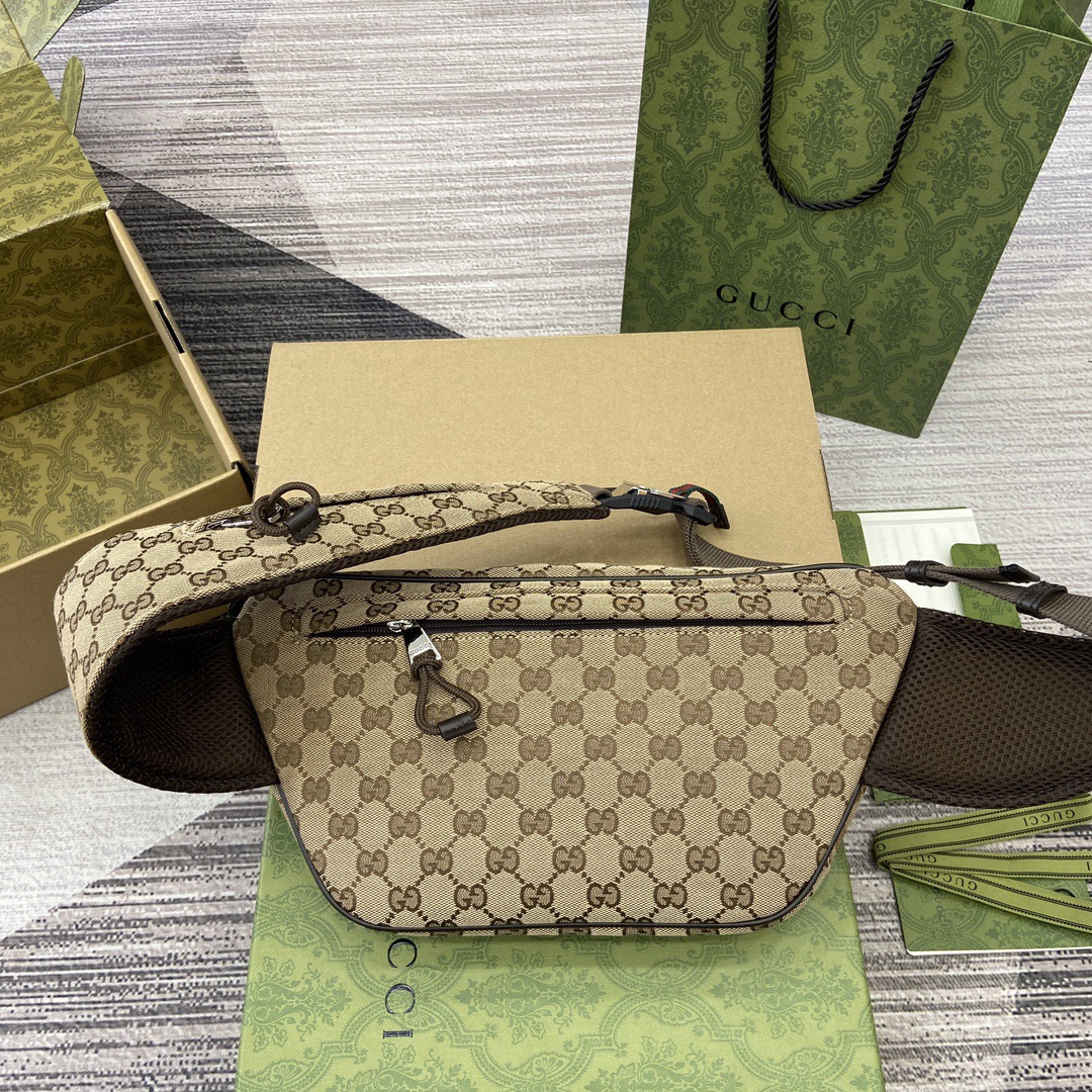 Gvc*1 Canvas Leather Crossbody Belt Bag – Beige Monogram Pattern
